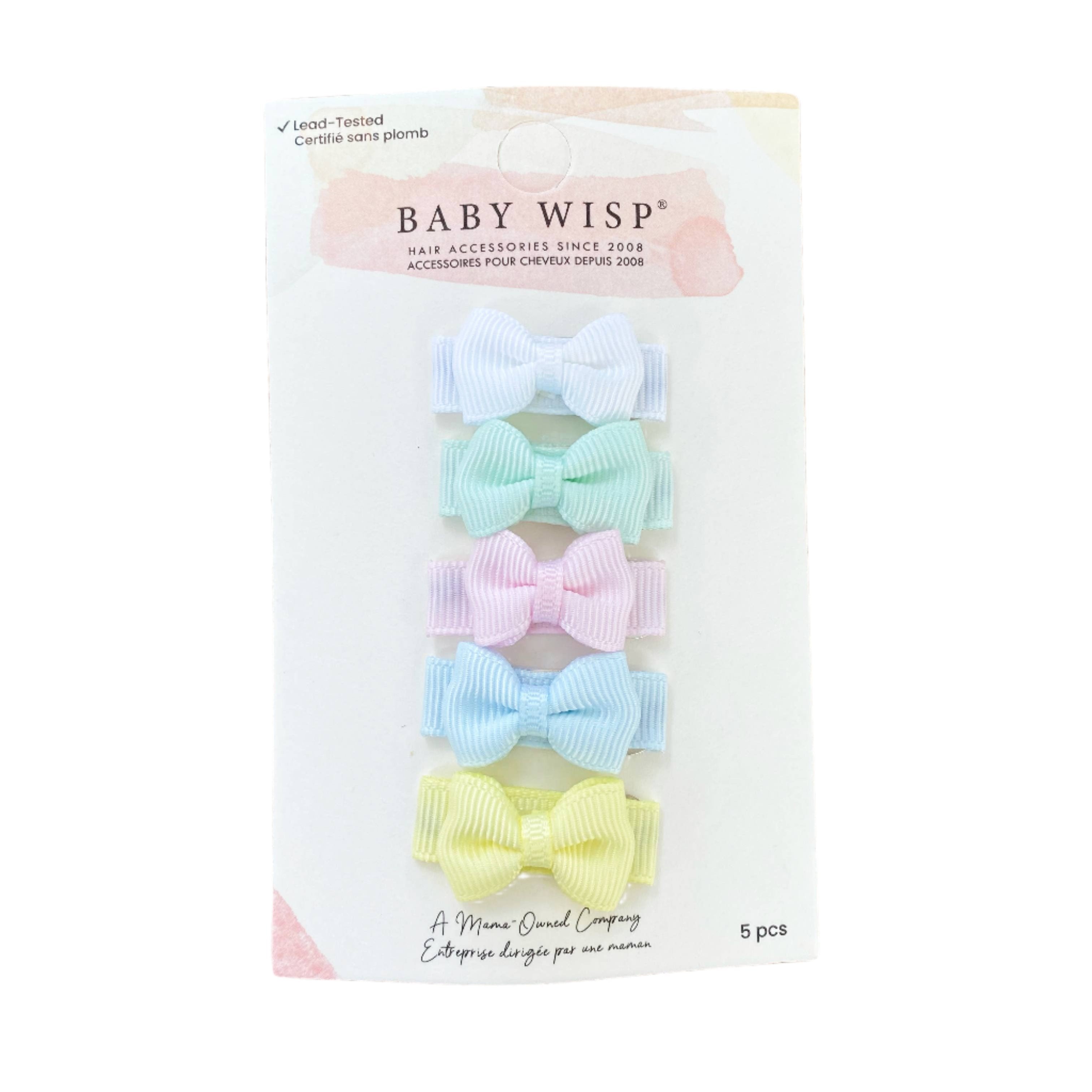 Mini Wisp 5 Tiny Tuxedo Bows on Snap Clips - Baby Shower