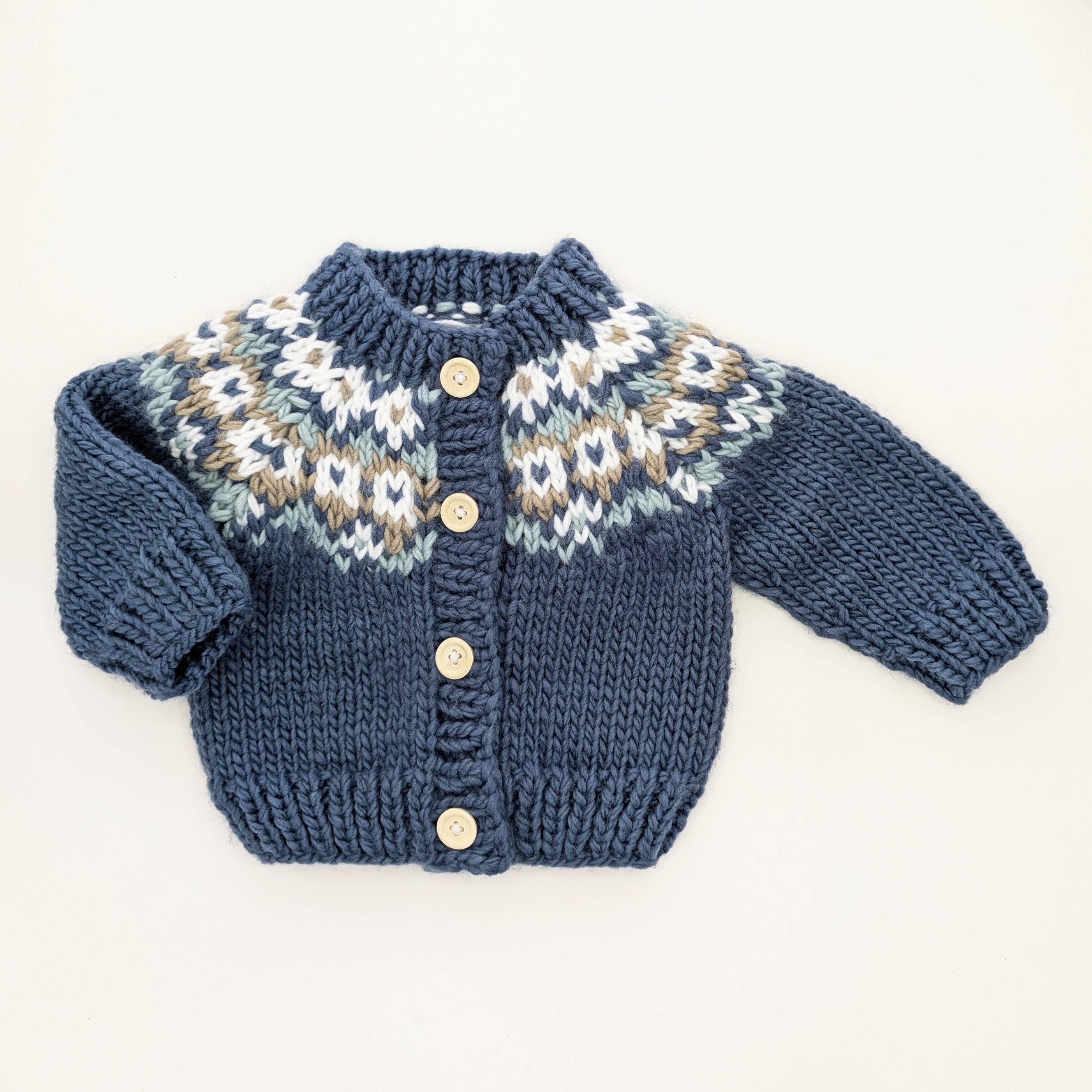 Fairisle Slate Cardigan Sweater for Baby & Toddler due July