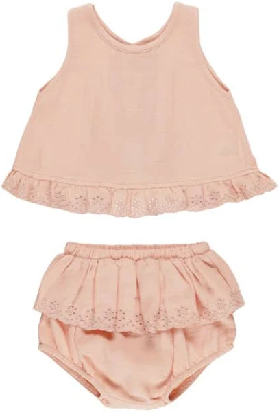 Quincy Mae Ruffled Tulip Top + Bloomer Set
