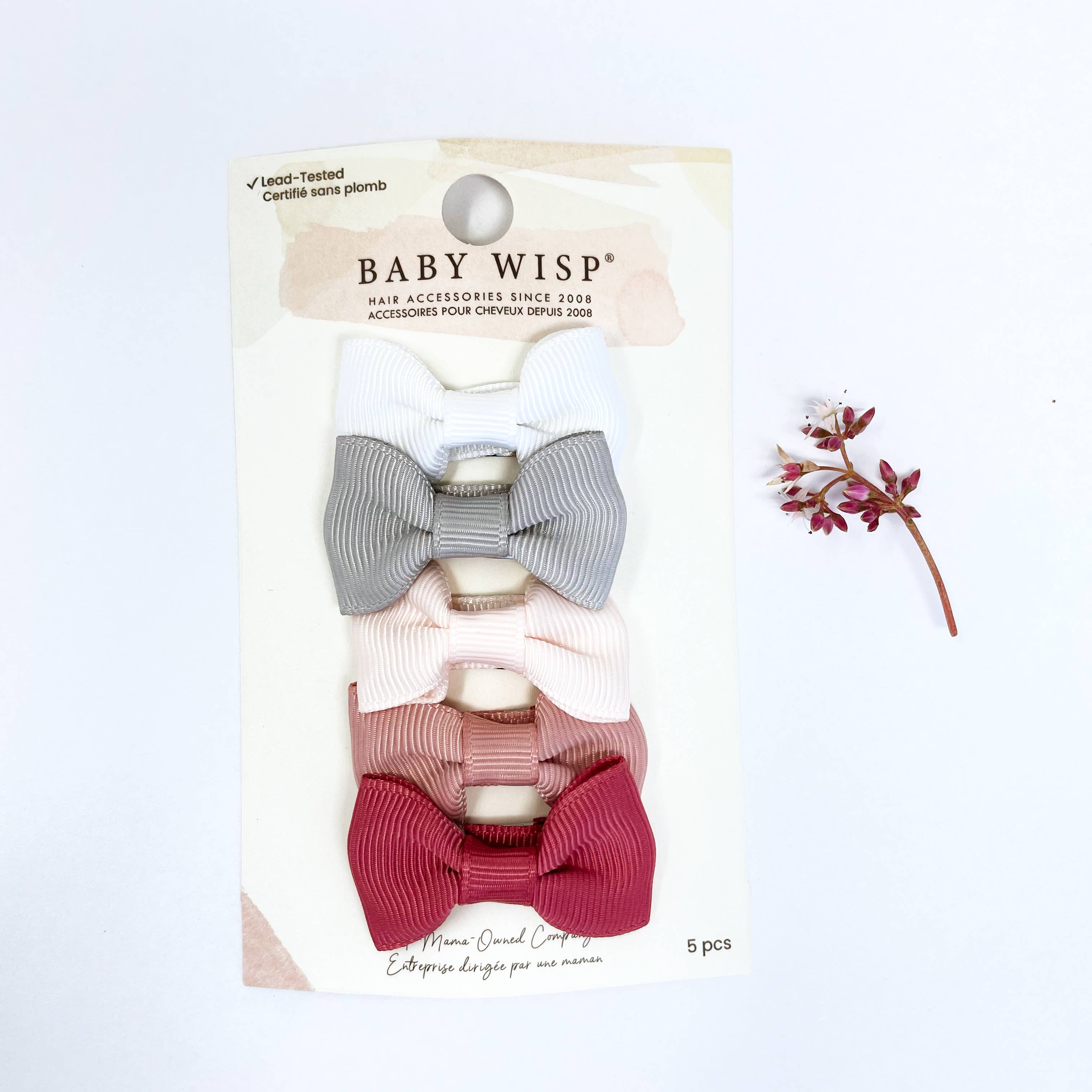 5 Bows Tuxedo Ribbon Bow Hairclips for Fine Hair- Wedding Bl
