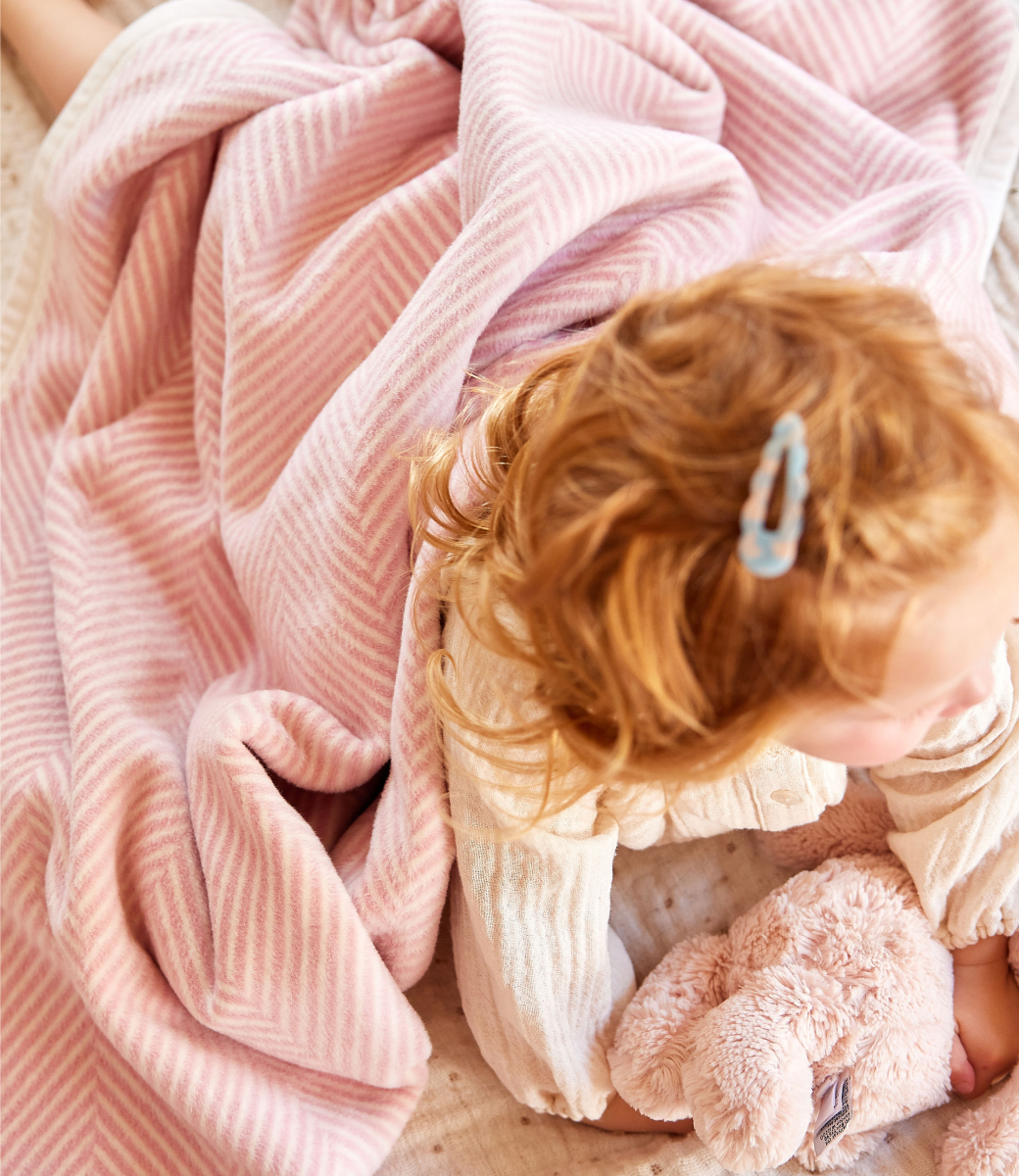 Harborview Herringbone Ballet Pink Midi Blanket