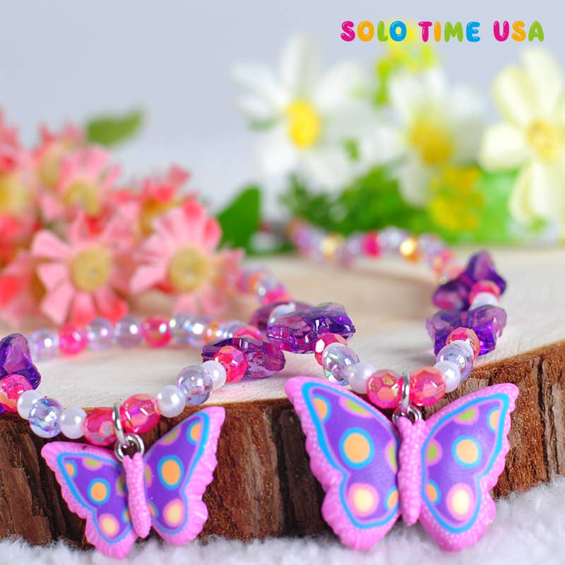 CHILDREN'S FASHION BUTTERFLY MATCHING BRACELET & NECKLACE
