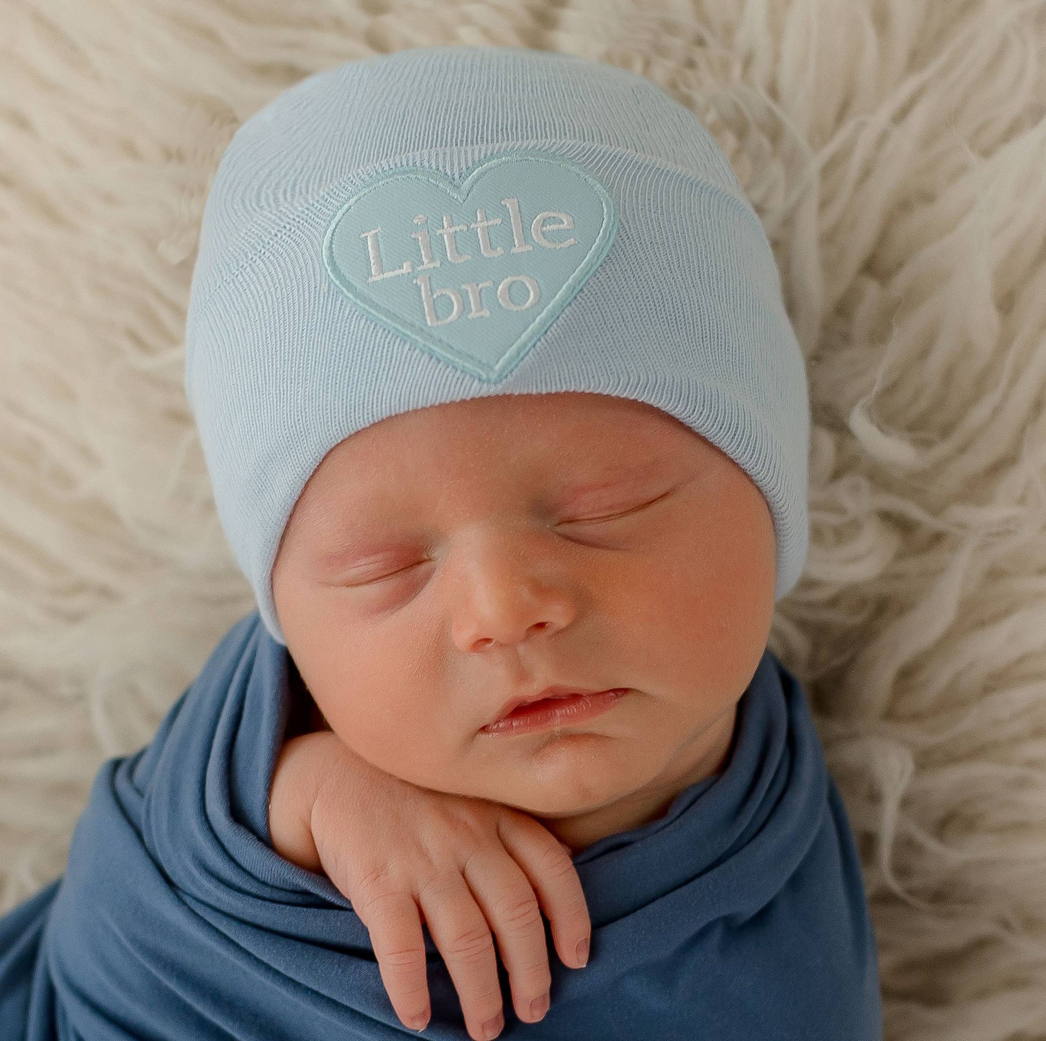 Little BRO or SIS Heart Patch White Hospital Hat