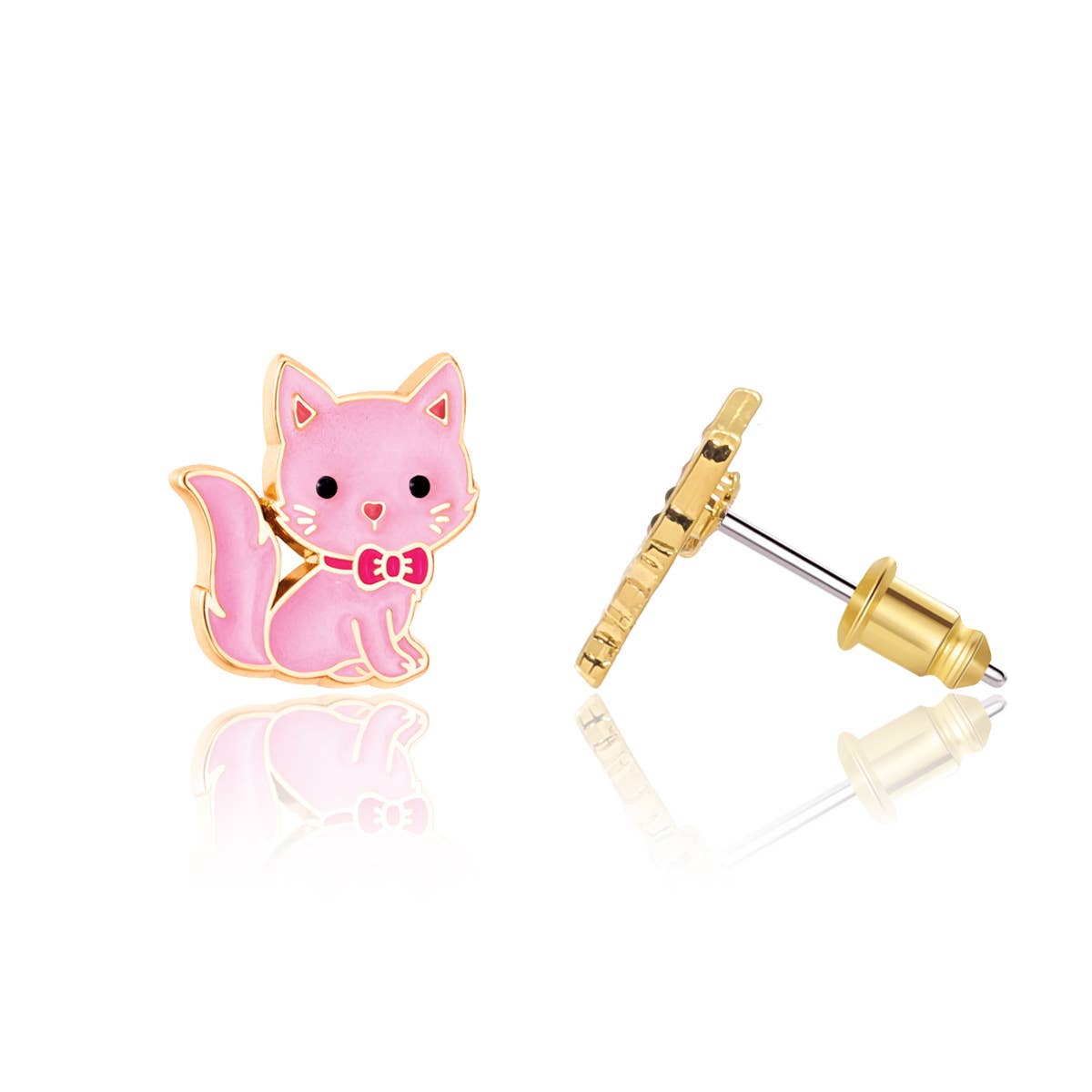 Pink Kitty Cutie Stud Earrings