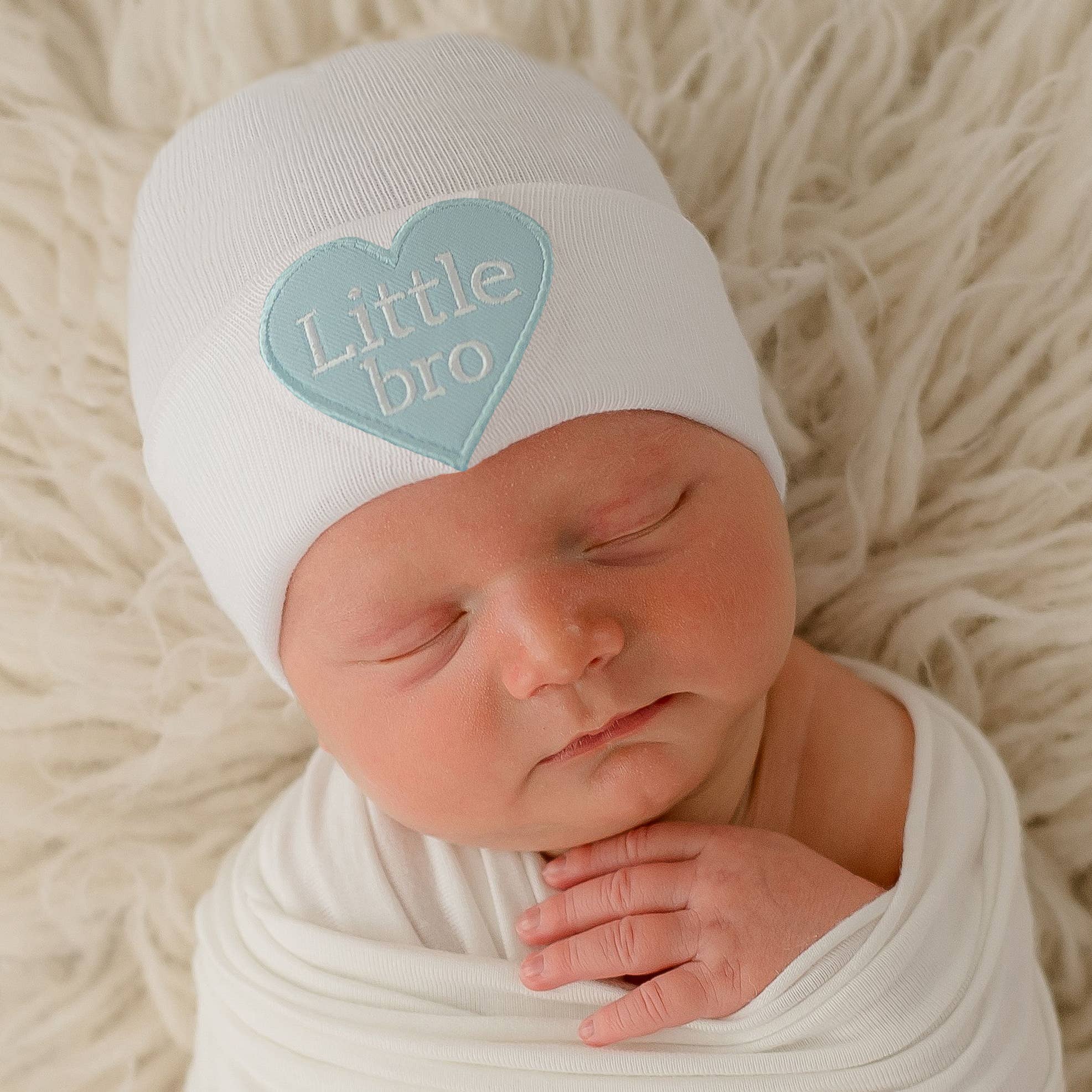 Little BRO or SIS Heart Patch White Hospital Hat