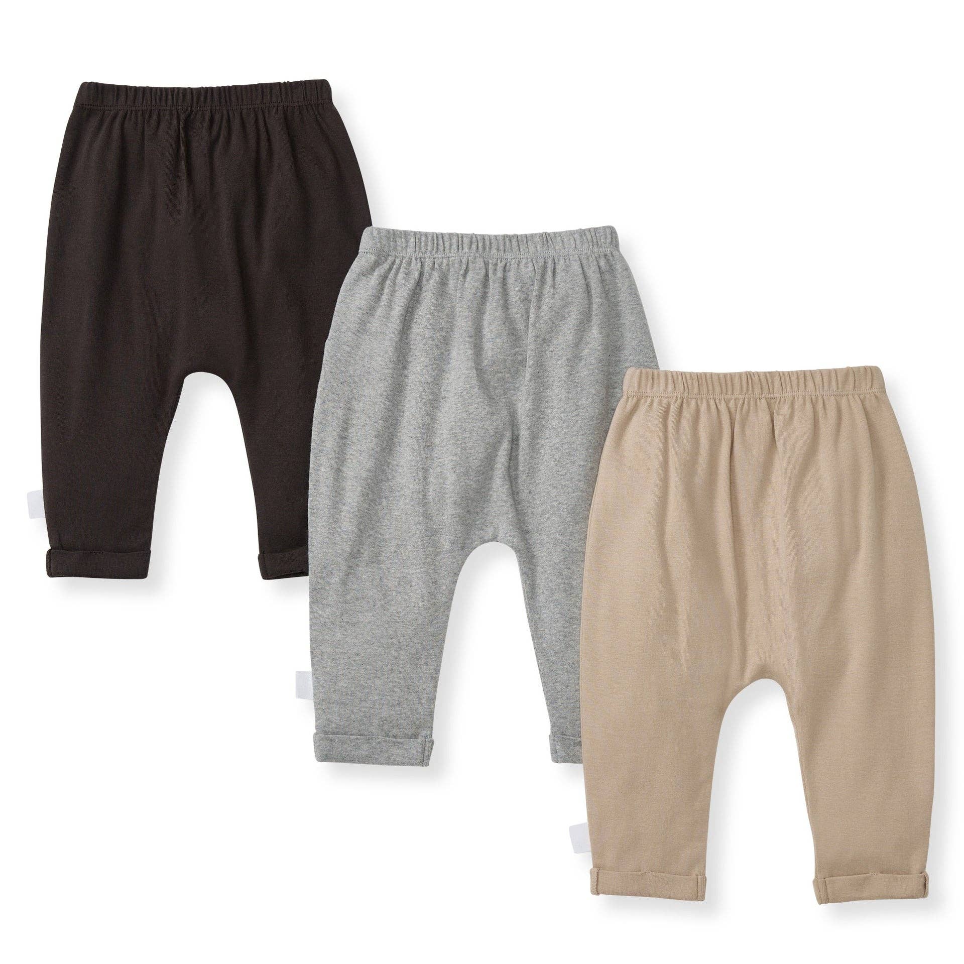 Solid Organic Cotton Baby Pants 3 Pack - Ash