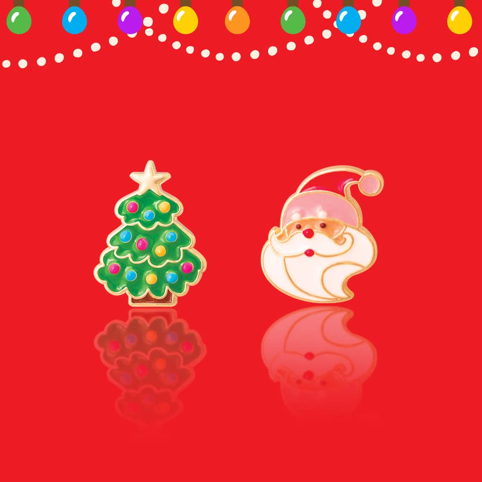 Merry & Bright | Earrings for Kids | Christmas Tree & Santa