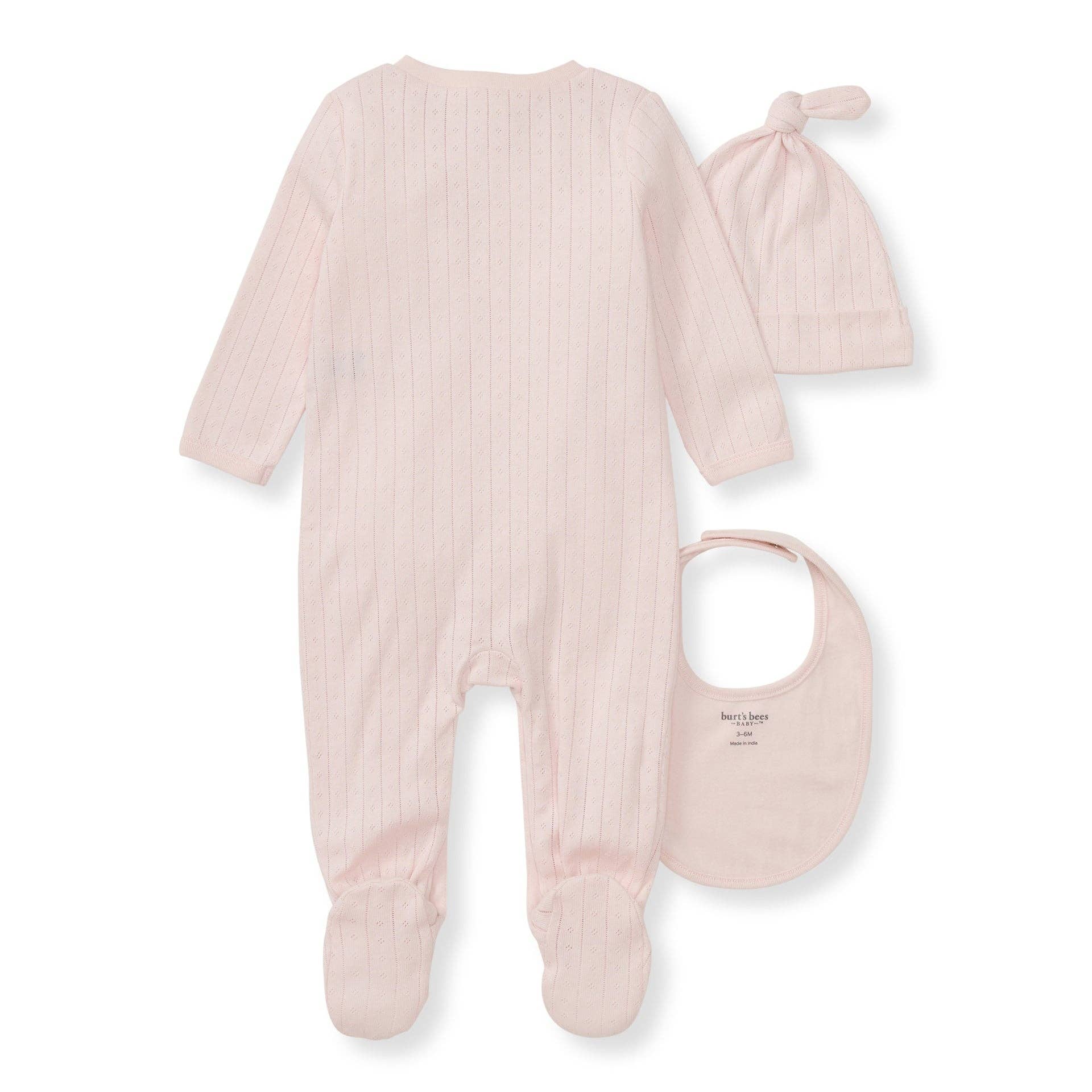 Organic Cotton Jumpsuit, Bib & Hat 3 Piece Set - Ranunculus