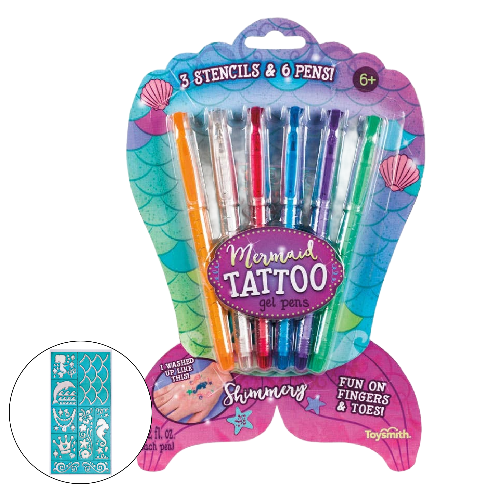 Mermaid Tattoo Gel Pens, Set of 6