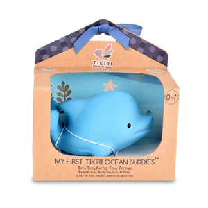Dolphin Natural Organic Rubber Teether, Rattle & Bath Toy