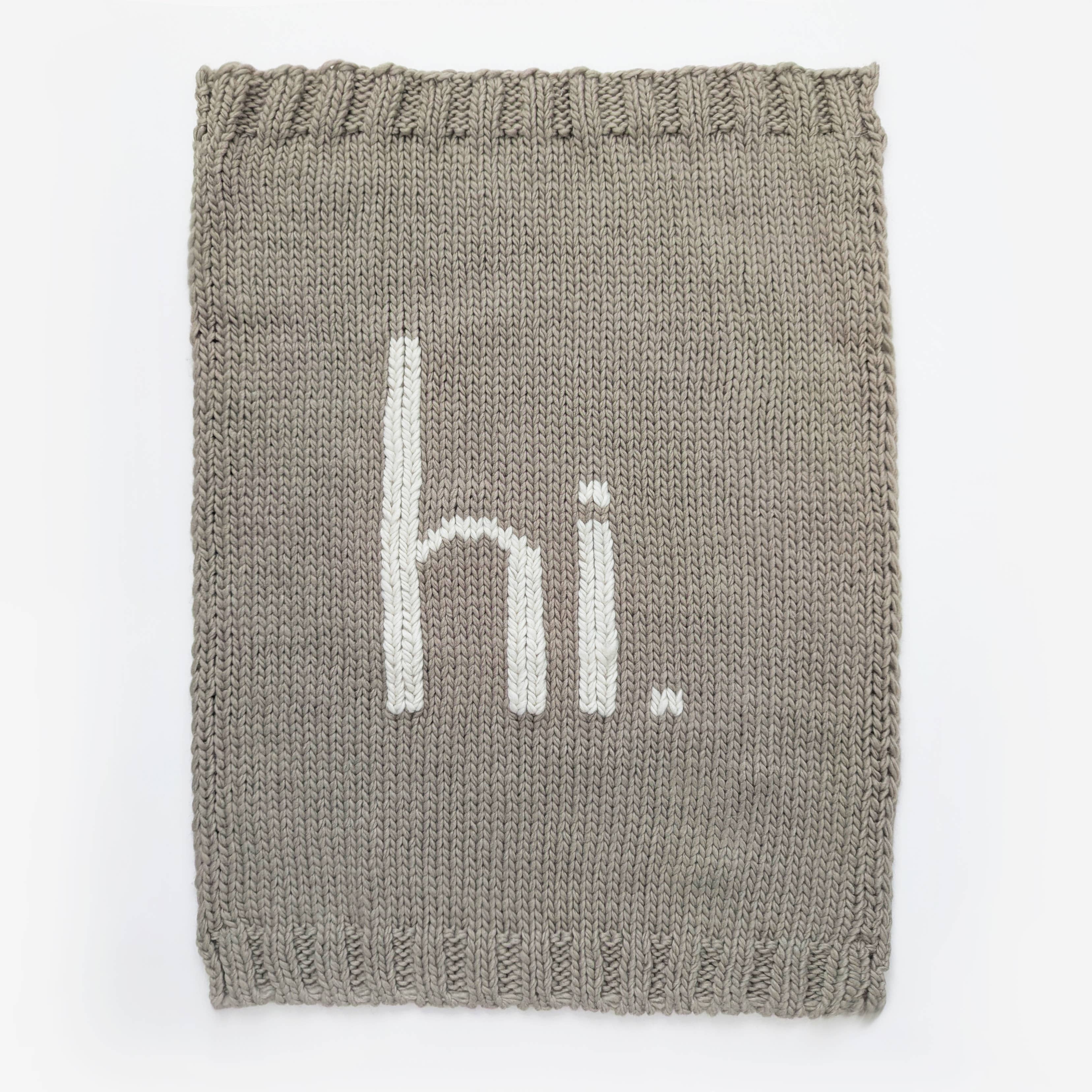 Hi. Hand Knit Baby Blanket Pebble