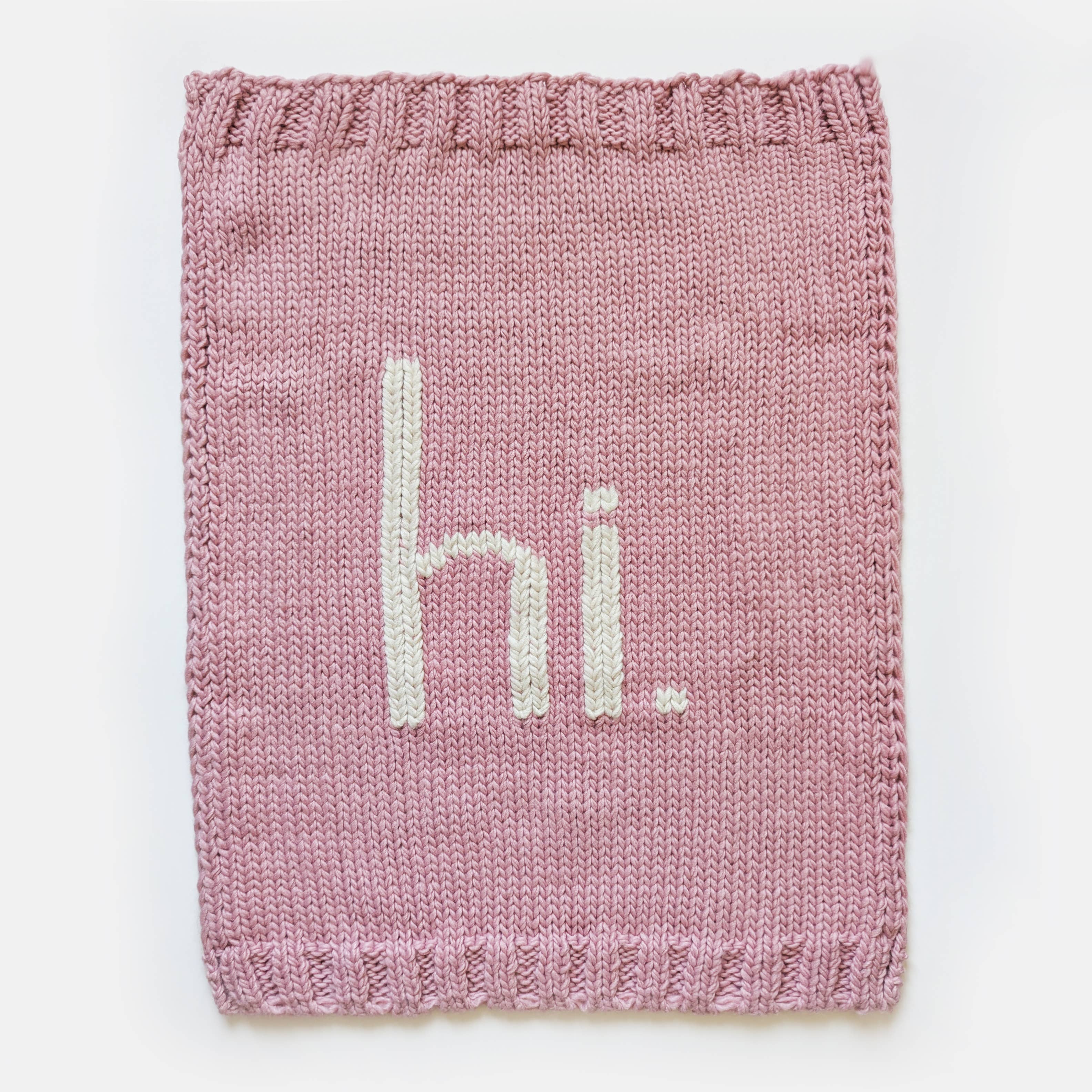 Hi. Hand Knit Baby Blanket Rosy Pink