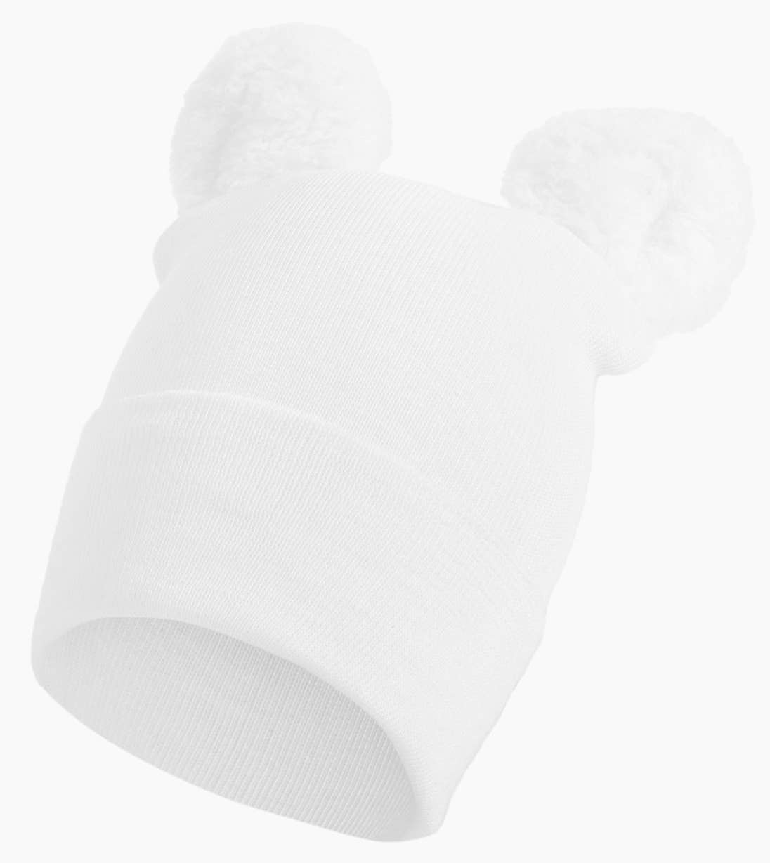 Fuzzy Bear Newborn Hospital Hat White, Pink and Blue