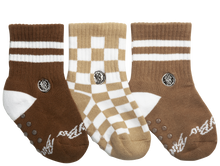 Load image into Gallery viewer, 3-Pack Brownie Checks socks