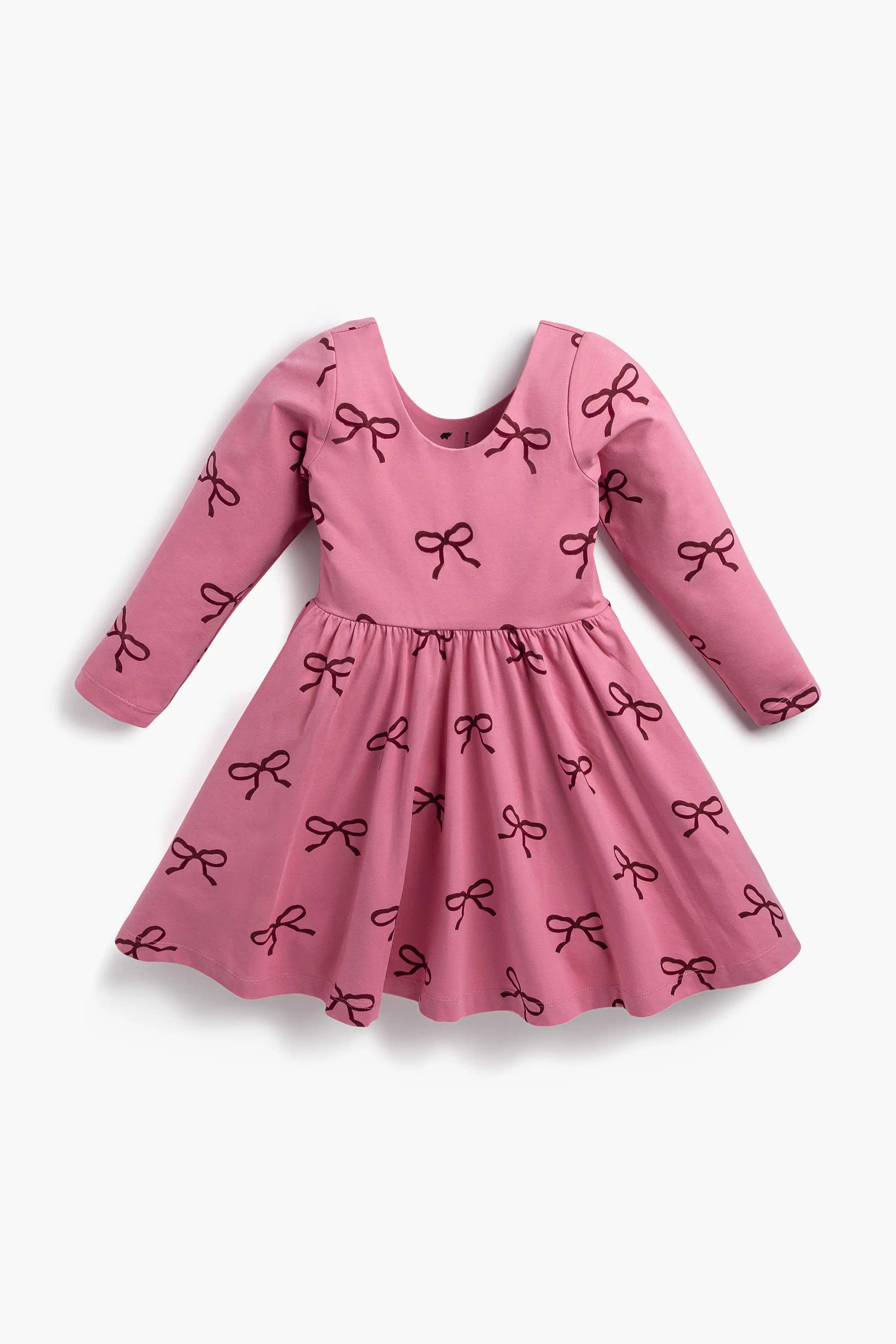 Back to School Long Sleeve Let's Dance Dress_Pink Ribbons