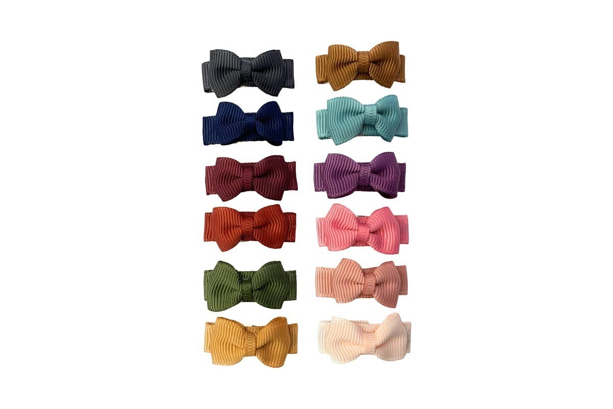 12 Small Snap Clip Grosgrain Tiny Tuxedo Baby Ribbon Bows