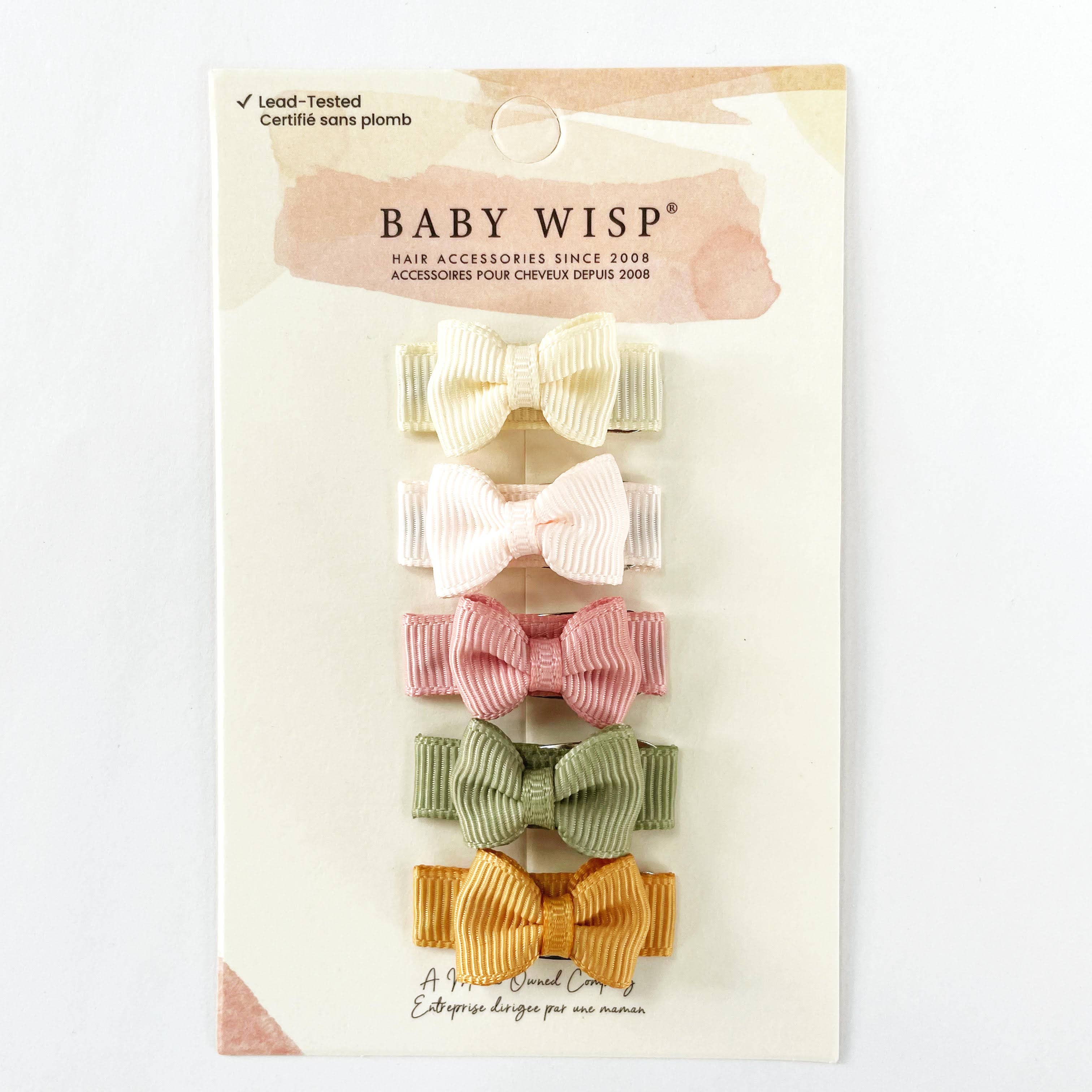 5 Tiny Tuxedo Bows on Snap Clips - Salted Caramel