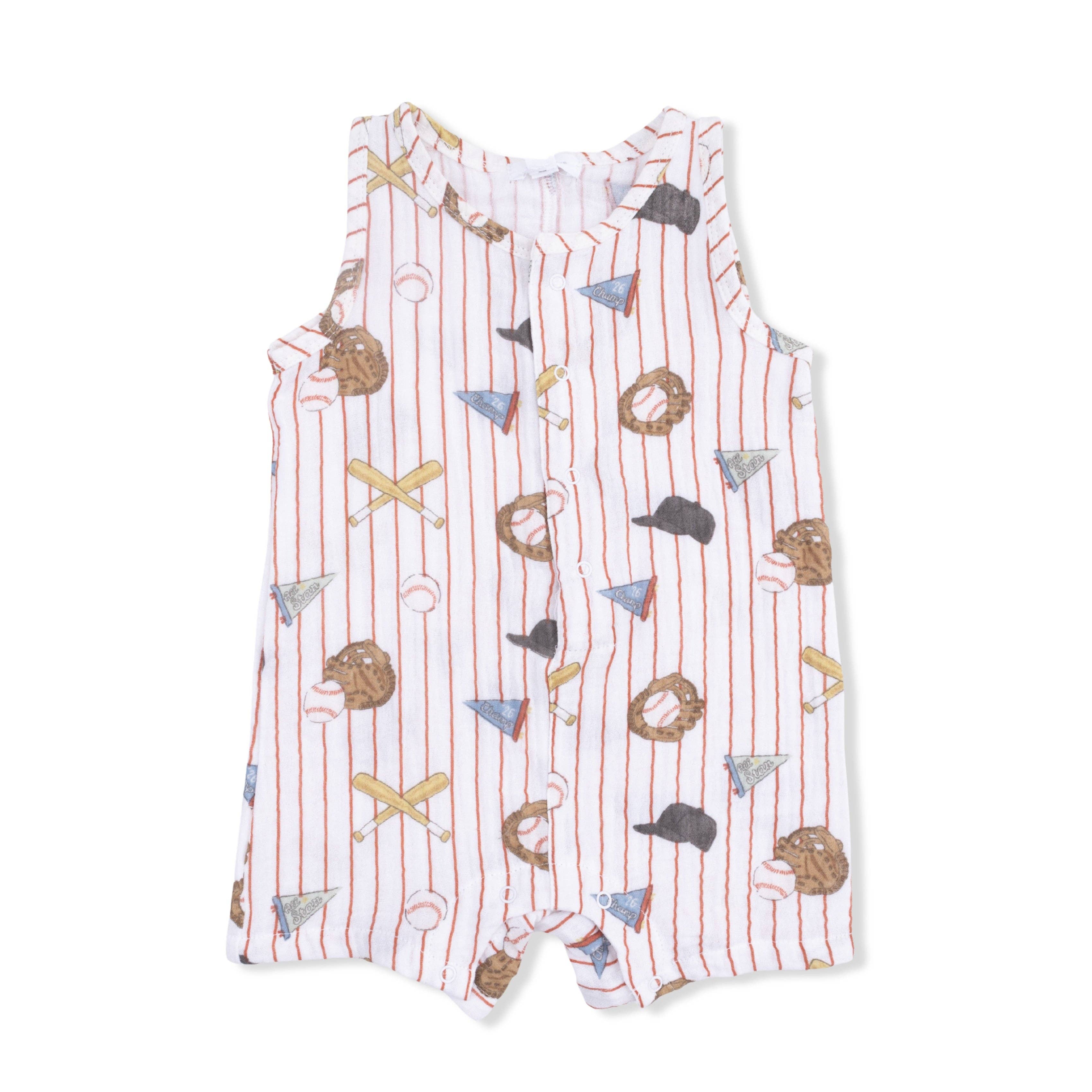 Vintage Baseball Stripe - Sleeveless Shortie Romper
