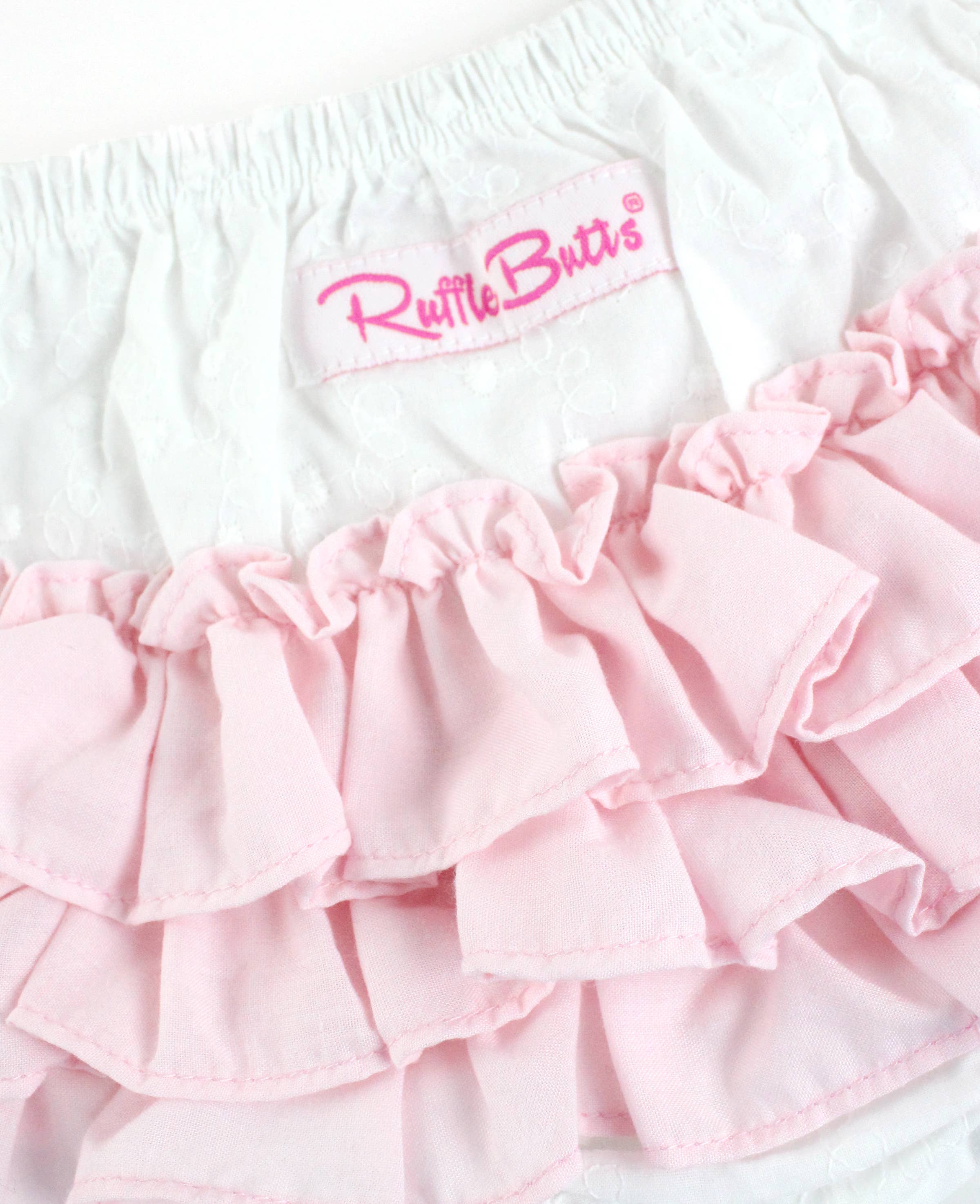 Baby Girls White & Pink Swiss Dot Swing Top & Bloomer Set