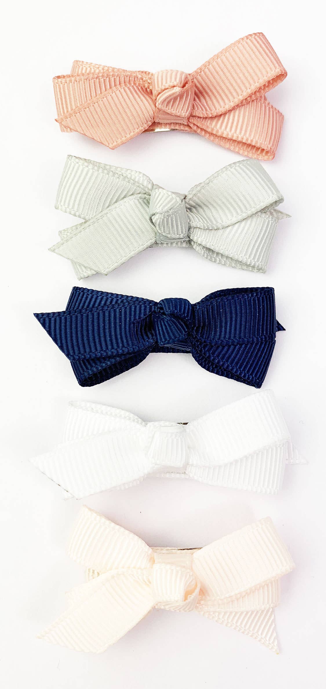 5 Chelsea Boutique Grosgrain Bows on Snap Clips - Baby Hype