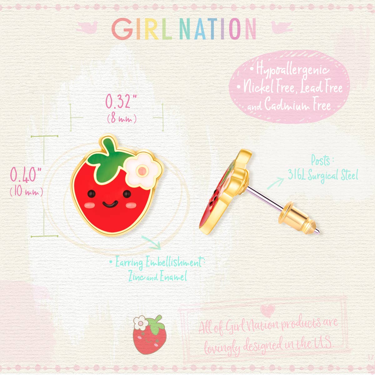 You're Berry Cute Cutie Stud Earrings