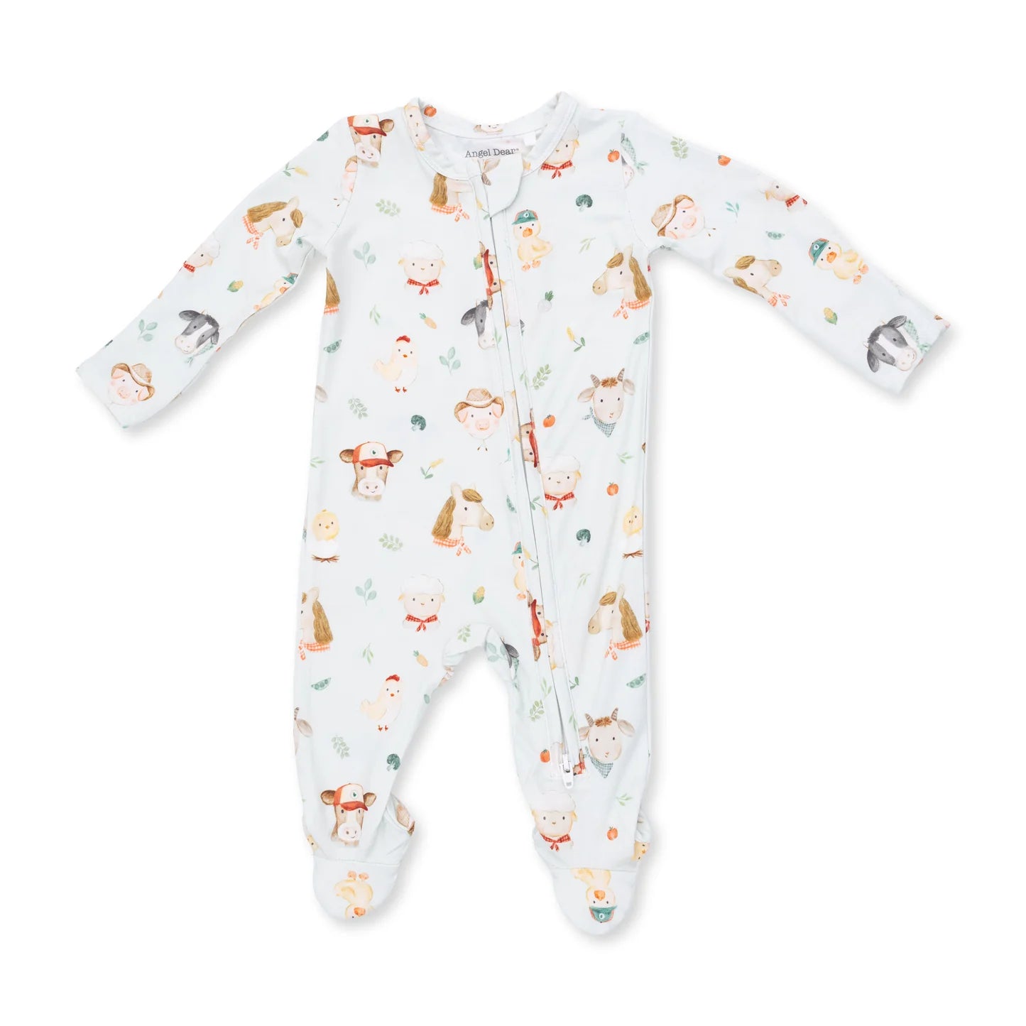 2 Way Zipper Footie - Farm Faces