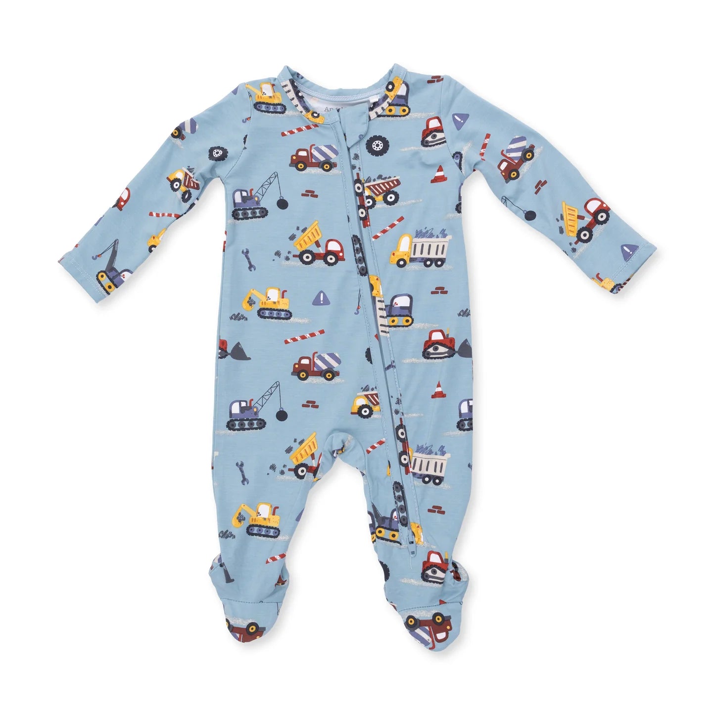 2 Way Zipper Footie - Crayon Construction