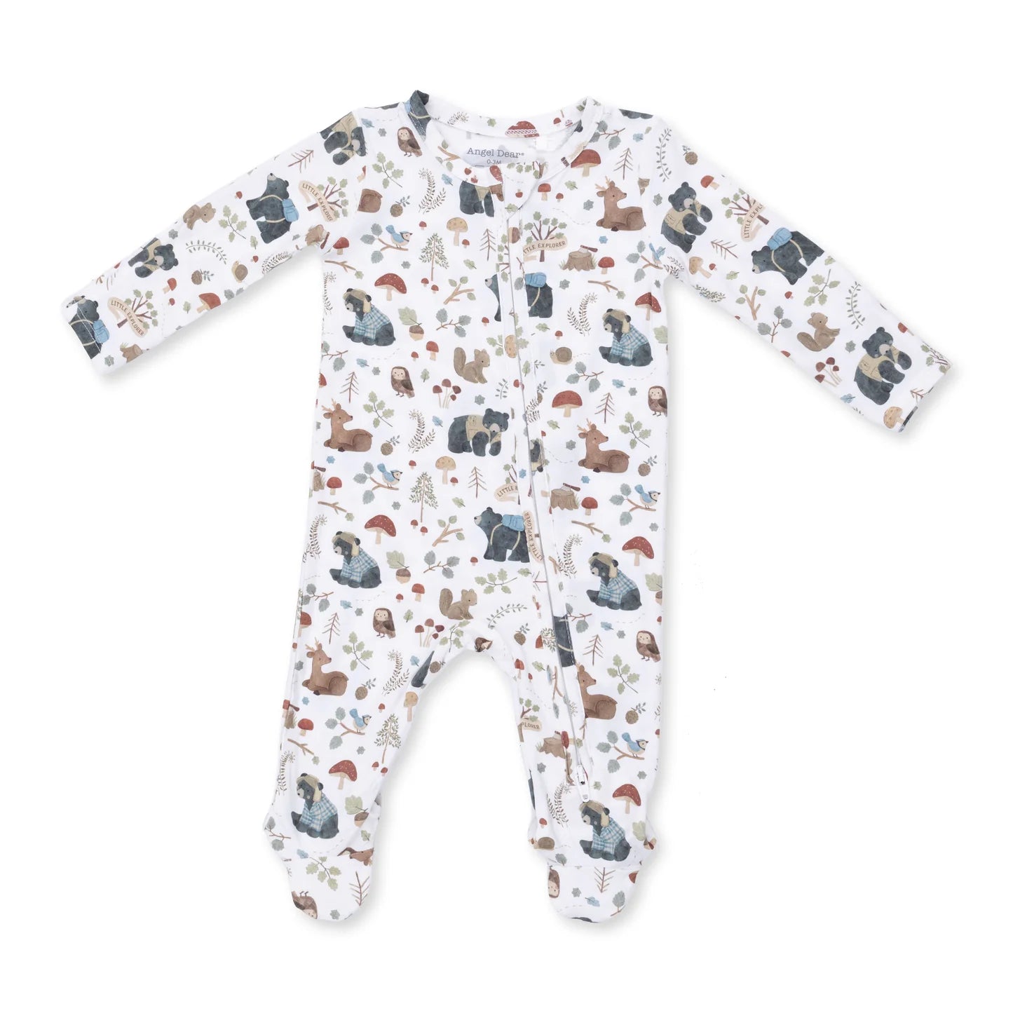 2 Way Zipper Footie - Southern Woodland Animals Green