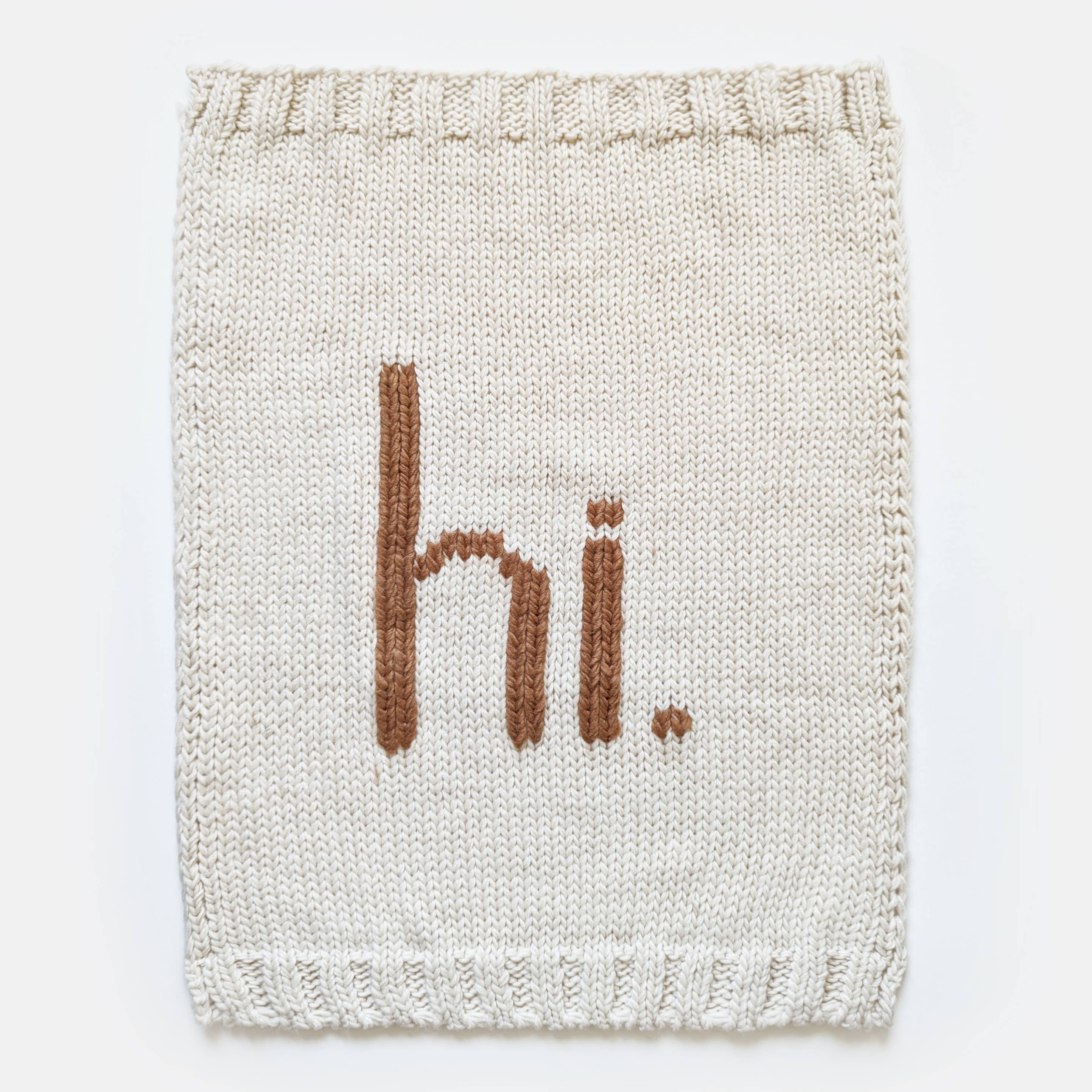 Hi. Hand Knit Baby Blanket Pecan