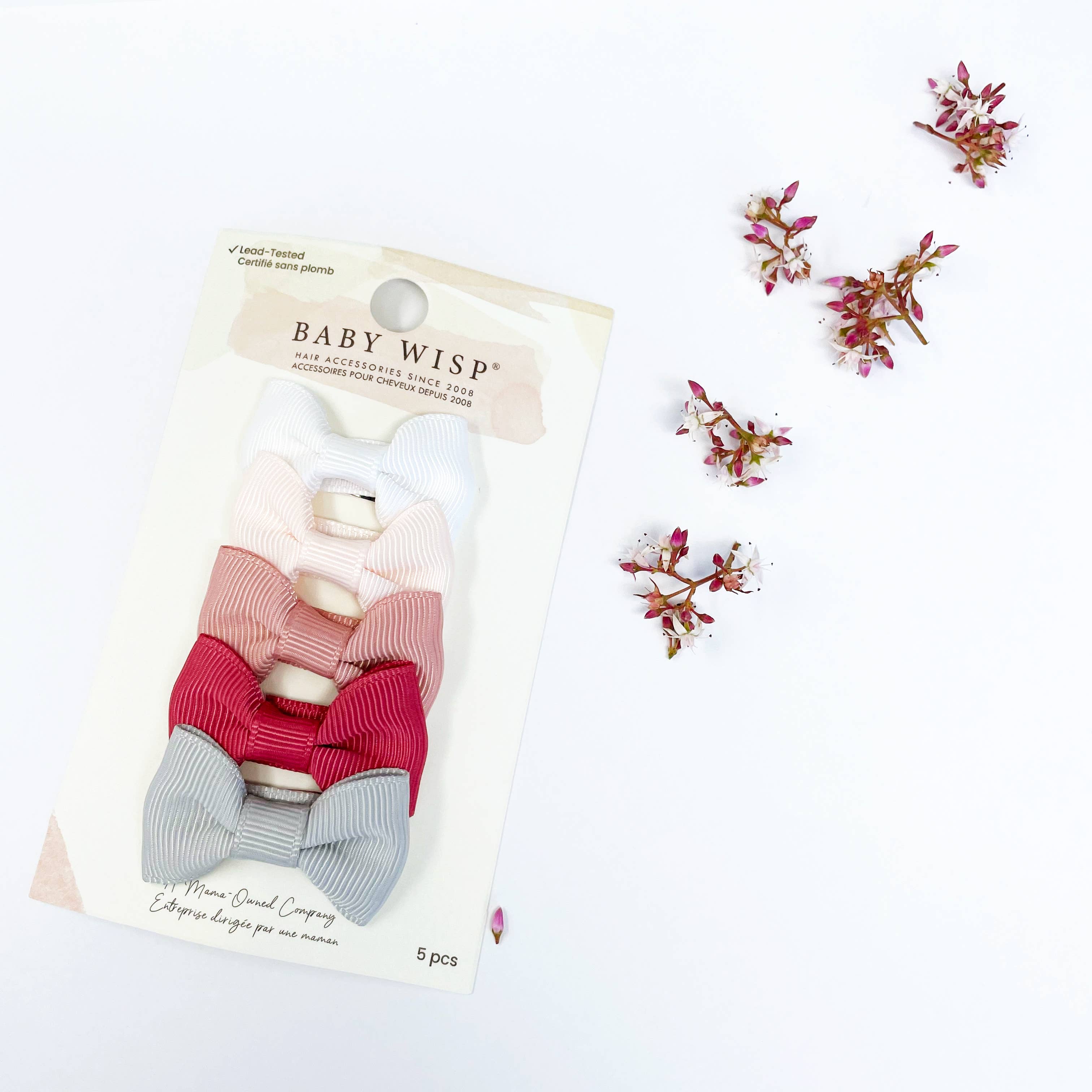 5 Bows Tuxedo Ribbon Bow Hairclips for Fine Hair- Wedding Bl