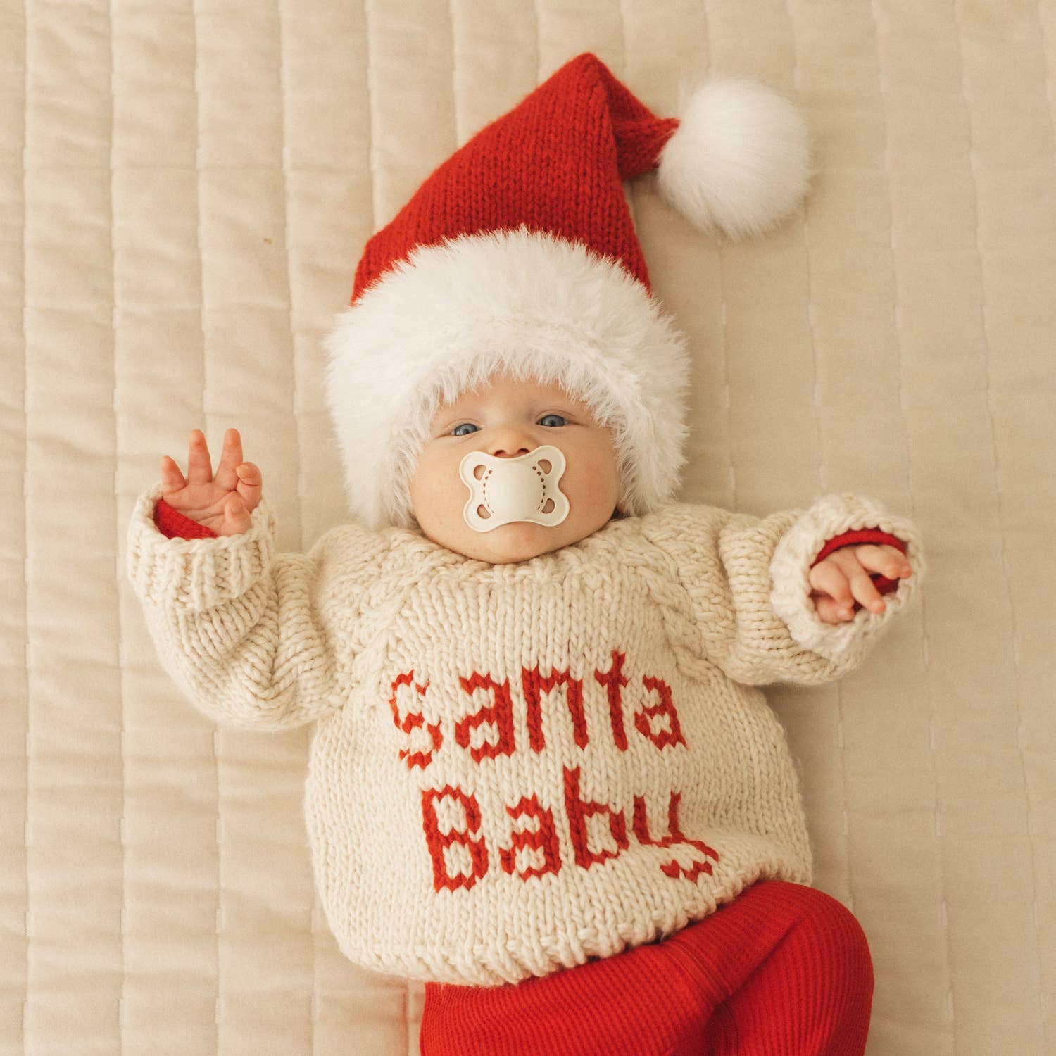 Furry Santa Beanie Hat for Babies and Adults