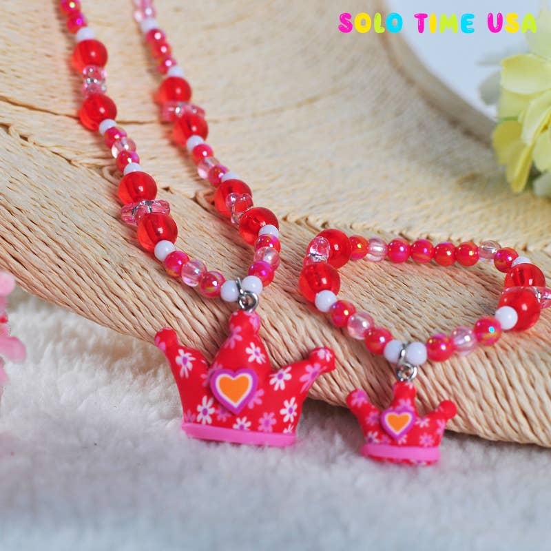 CHILDREN'S FASHION CROWN MATCHING BRACELET & NECKLACE