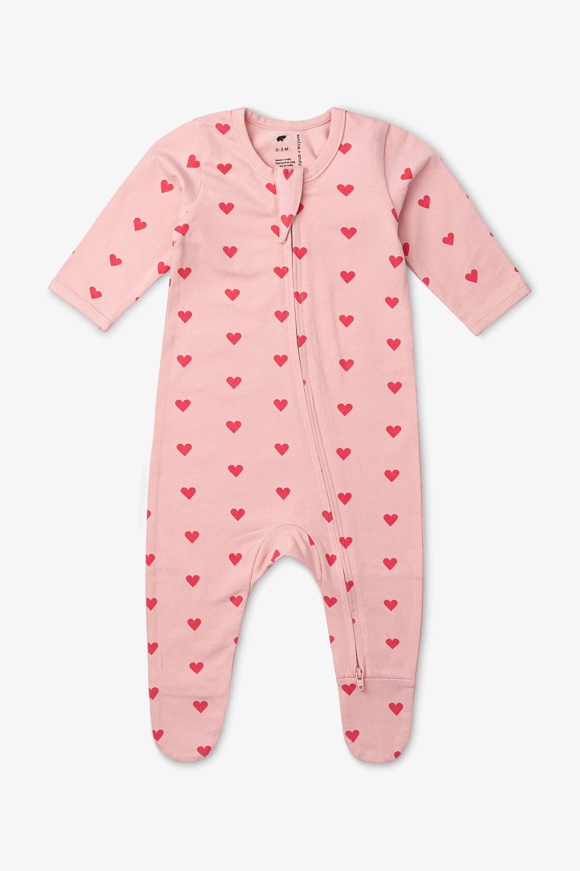 Zipper One-Piece_Pink Hearts