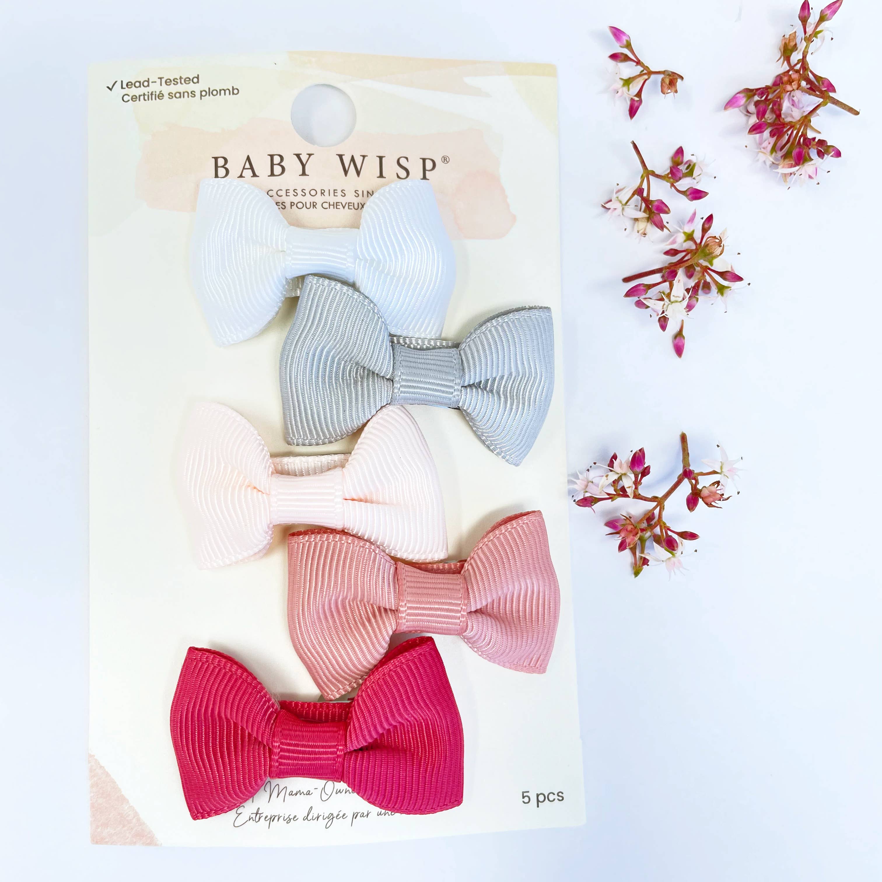 5 Bows Tuxedo Ribbon Bow Hairclips for Fine Hair- Wedding Bl