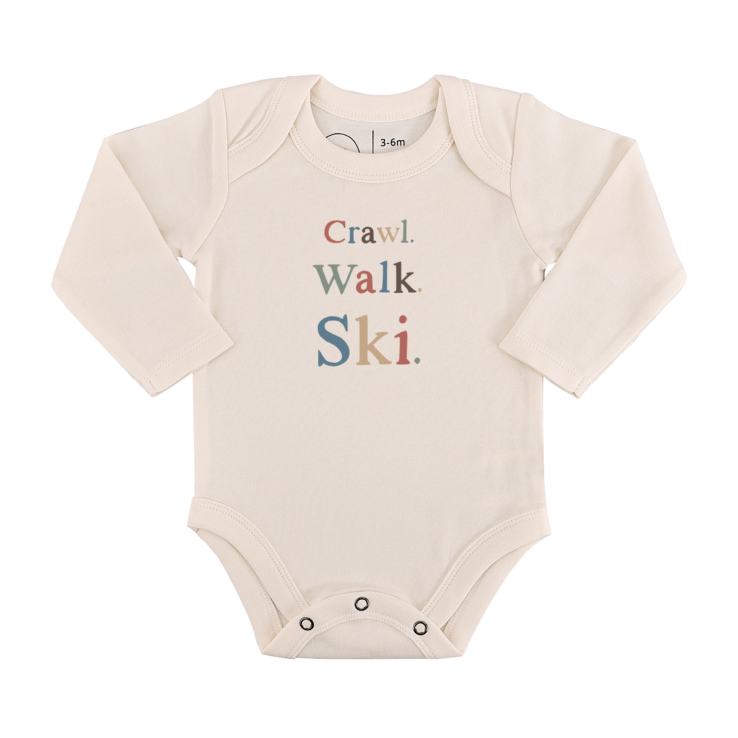 Baby long sleeve graphic organic bodysuit | crawl walk ski