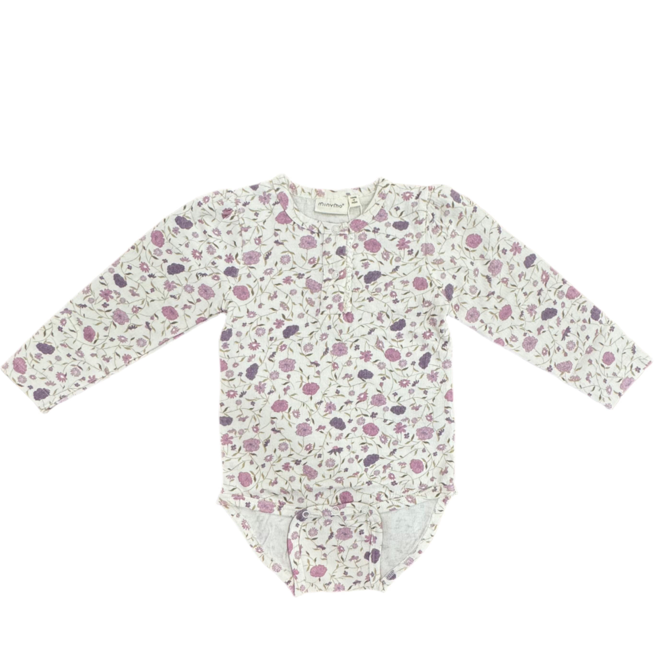 Long Sleeved Onesie with Purple Flowers
