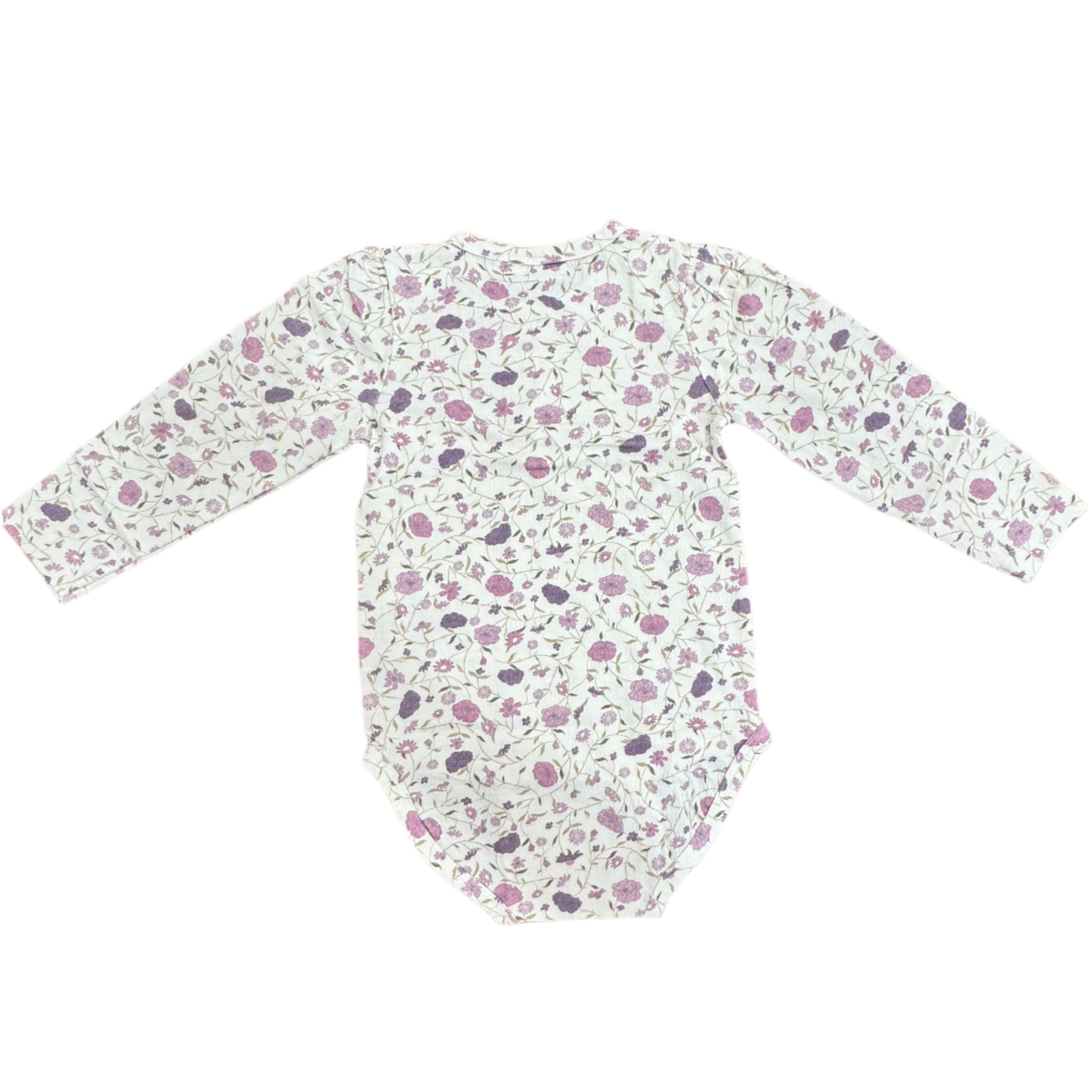 Long Sleeved Onesie with Purple Flowers