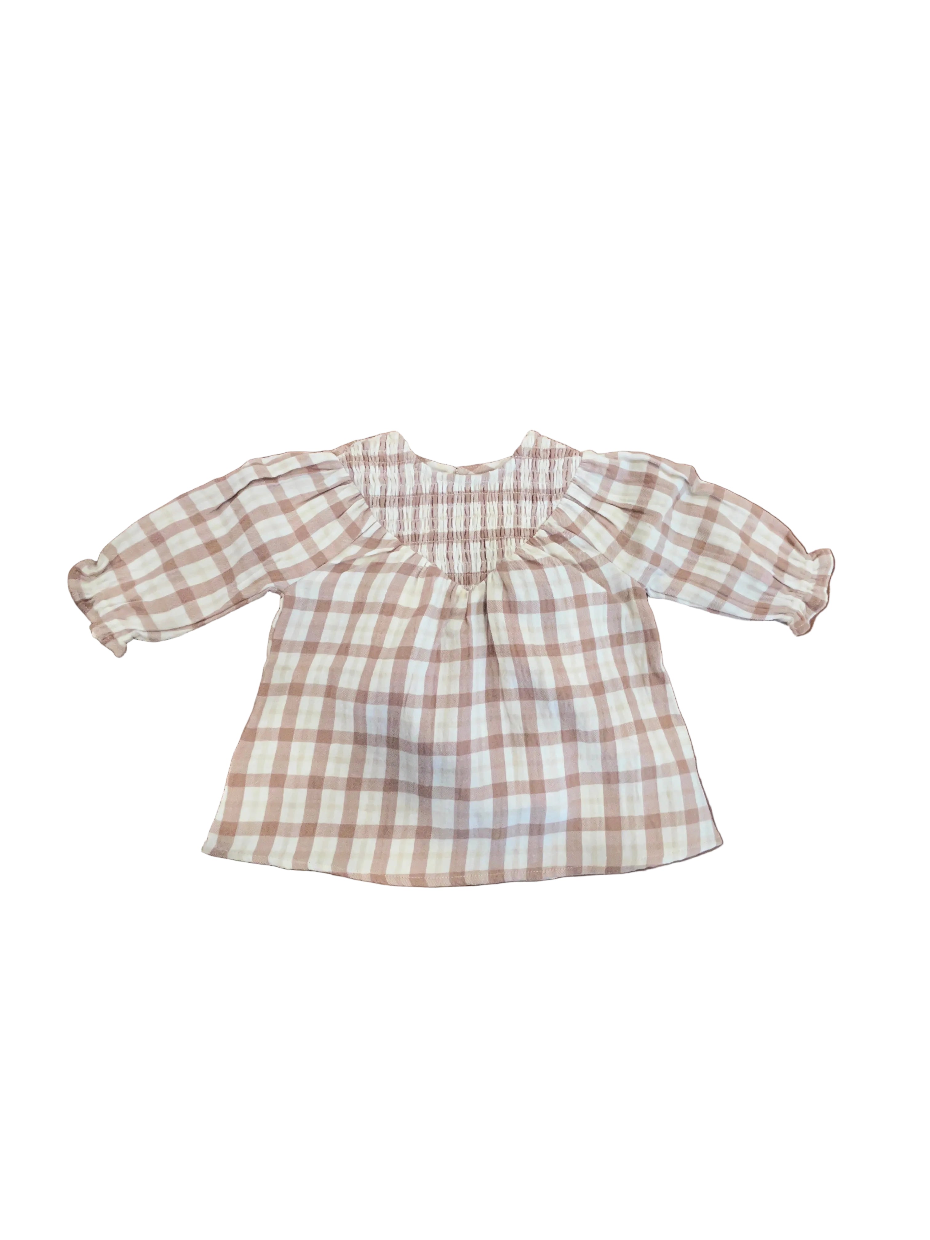 V Smocked Dress || Rustic Plaid
