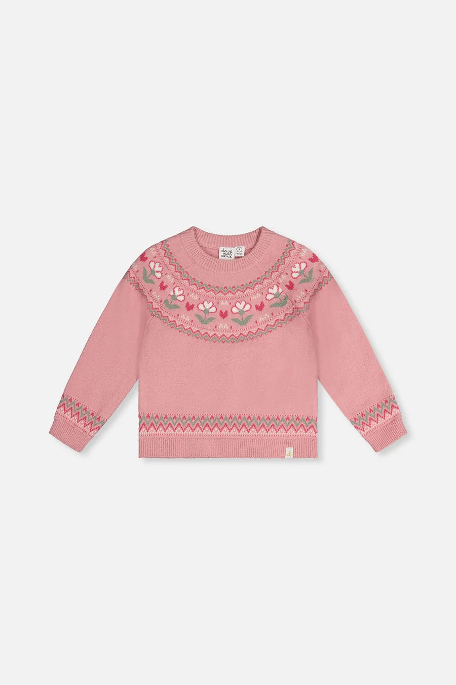 Sweater With Flower Jacquard Pale Dusty Pink