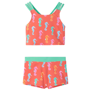 Girls Painted Seahorse Two-Piece Crop Top Bikini Set