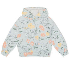 Load image into Gallery viewer, French Terry Hooded Sweatshirt Baby Blue with Printed Romantic Flower