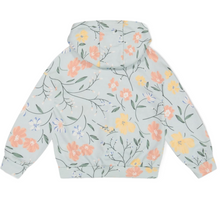 Load image into Gallery viewer, French Terry Hooded Sweatshirt Baby Blue with Printed Romantic Flower