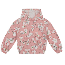 Load image into Gallery viewer, French Terry Hooded Sweatshirt Pink with Printed Flower