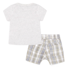 Load image into Gallery viewer, Embroidered Tee Shirt and Short Plaid Set