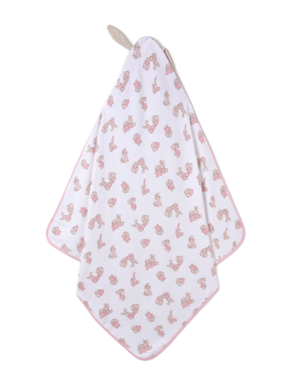 Baby Hooded Towel with Bunny in Pink