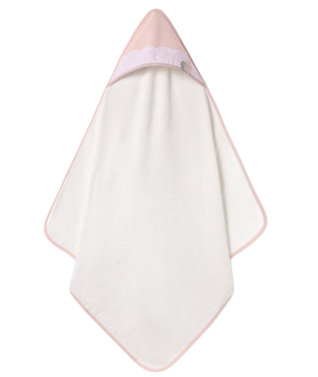 Baby Hooded Towel with Pink Lace