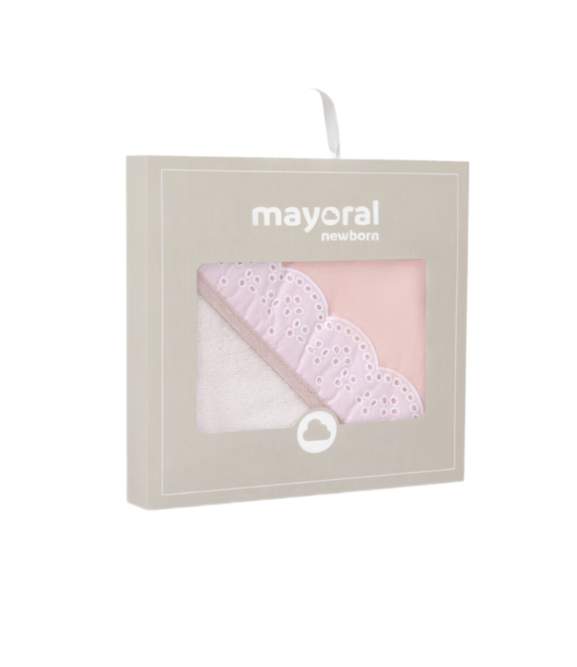 Baby Hooded Towel with Pink Lace