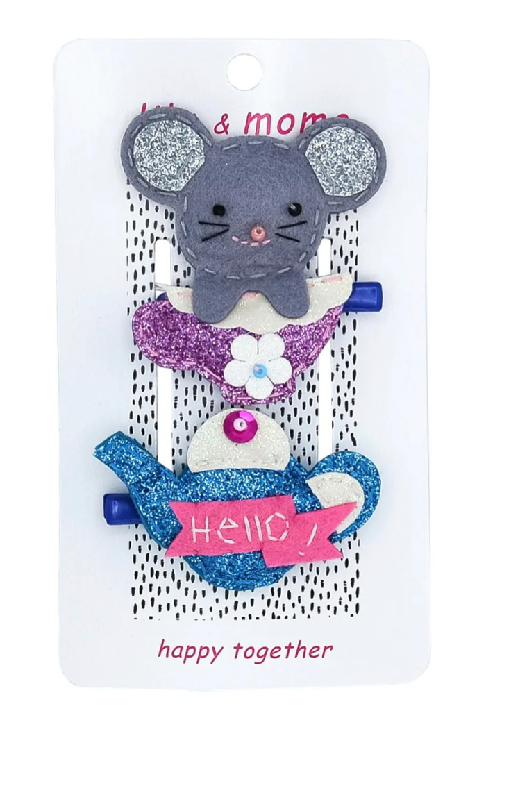 Mouse & Teapot Hair Clips