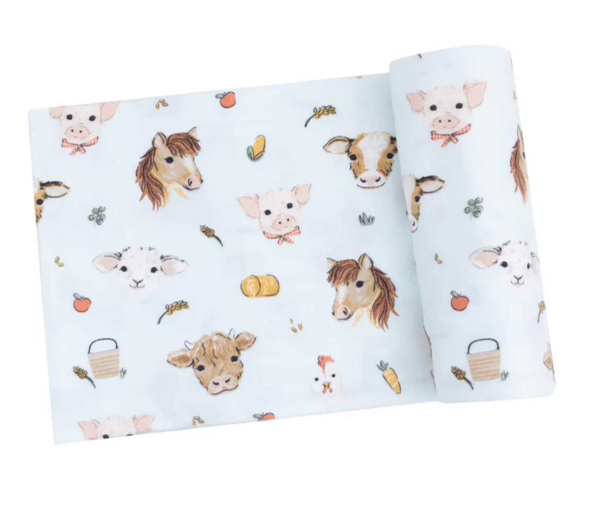 Swaddle Blanket - Vintage Animals Faces Blue - 45X45