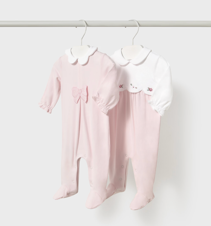 Newborn Pink Footed Pajama with Collar